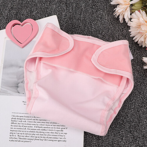 Waterproof Breathable Cotton 3-Layer Reusable Diaper Pants Pink M 1