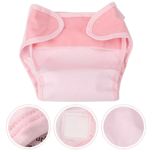 Waterproof Breathable Cotton 3-Layer Reusable Diaper Pants Pink M 2