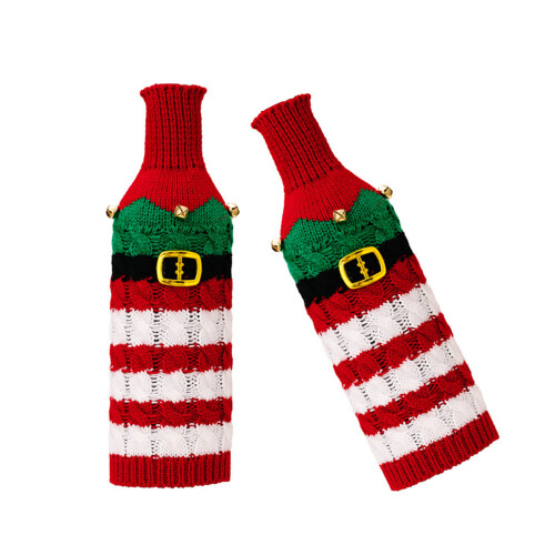Tenues de bouteille de vin tricotées de noël, 2 pièces,-bande