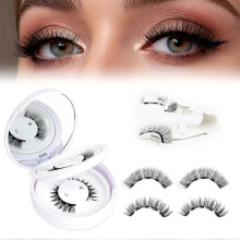 Magnetic Eyelashes Natural Look - 2 Pairs 5X Strength Magnets Reusable Magnetic Eyelashes with Applicator and Mirror, Easy to Put on and Remove,