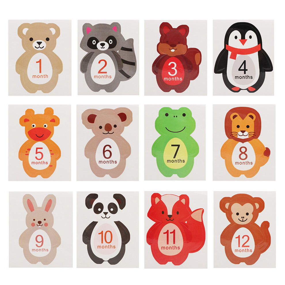 12pcs Newborn Baby Monthly Sticker 1-12 Month Milestone Photos