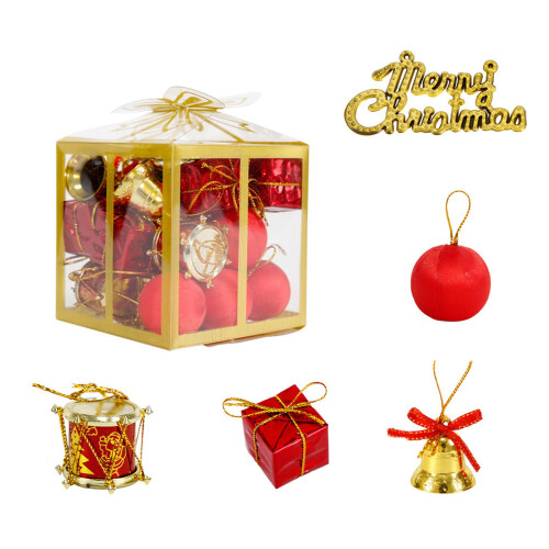 Ensemble de boules de décoration de noël, ornements-Rouge