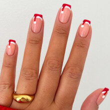 24 Pcs Christmas Full Cover False Nail French Tip Press On Nail