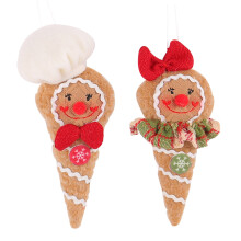 2Pcs Festival Gingerbreads Man Plush Dolls-hanging ornaments fo