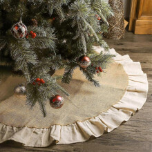(48 inches) 2025 Newest Christmas Tree Skirt, Inch Natural Rough Jute with Ruffles, Rustic Christmas Holiday Decoration  36 inches