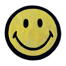 (size:80x80cm)haizhen Smiley Face Creative Fashion Cartoon Round Carpet, Thick Computer Chair Floor Mat,yellow/black