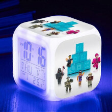 (ThreesidedalarmclockUSBcable,shape10)Print Digital Alarm Clock 7 Color Changing Game Night Light Led Display Bedside Clock Home Decor Kids Toy Gifts
