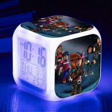(Threesidedalarmclock,shape24)Print Digital Alarm Clock 7 Color Changing Game Night Light Led Display Bedside Clock Home Decor Kids Toy Gifts