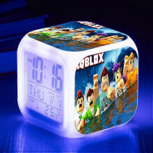 (Threesidedalarmclock,shape17)Print Digital Alarm Clock 7 Color Changing Game Night Light Led Display Bedside Clock Home Decor Kids Toy Gifts