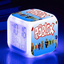 (Threesidedalarmclock,shape14)Print Digital Alarm Clock 7 Color Changing Game Night Light Led Display Bedside Clock Home Decor Kids Toy Gifts