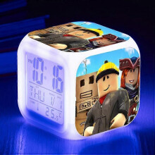 (ThreesidedalarmclockUSBcable,shape28)Print Digital Alarm Clock 7 Color Changing Game Night Light Led Display Bedside Clock Home Decor Kids Toy Gifts
