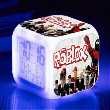 (ThreesidedalarmclockUSBcable,shape25)Print Digital Alarm Clock 7 Color Changing Game Night Light Led Display Bedside Clock Home Decor Kids Toy Gifts