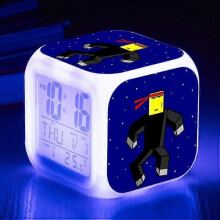 (ThreesidedalarmclockUSBcable,shape34)Print Digital Alarm Clock 7 Color Changing Game Night Light Led Display Bedside Clock Home Decor Kids Toy Gifts