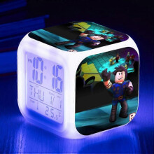 (ThreesidedalarmclockUSBcable,shape36)Print Digital Alarm Clock 7 Color Changing Game Night Light Led Display Bedside Clock Home Decor Kids Toy Gifts