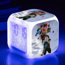 (Threesidedalarmclock,shape33)Print Digital Alarm Clock 7 Color Changing Game Night Light Led Display Bedside Clock Home Decor Kids Toy Gifts