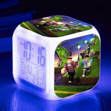 (ThreesidedalarmclockUSBcable,shape32)Print Digital Alarm Clock 7 Color Changing Game Night Light Led Display Bedside Clock Home Decor Kids Toy Gifts