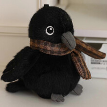 (Black Crow) Colorful Parrot Plush Toy with Strap Realistic Bird Plushie Stuffed Animal Doll Pillow Home Office Bedroom Decoration Kids Adults