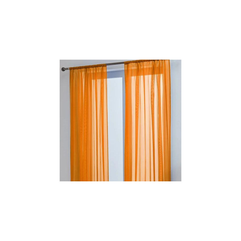 (Orange, 72"/183cm drop x 59"/150cm wide) Beautiful Plain Voile Curtain Pairs for window dressing-image-OPC-PMMTPJS-NEW