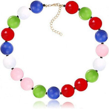 (Colorful necklace 11) Colorful Resin Beaded Statement Choker Necklace Acrylic Chunky Beads Necklace