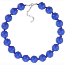 (Dark blue necklace 12) Colorful Resin Beaded Statement Choker Necklace Acrylic Chunky Beads Necklace