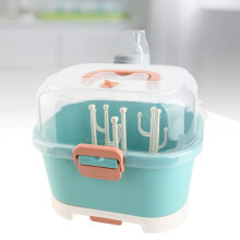 Compact Plastic Nursing Bottle Storage Box - Green, Dustproof & Draining