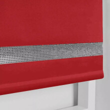 (Red, 180 cm (71")) Child Safe Easy Fit Thermal Blackout Dim Out Diamond Diamante Trim Roller Blinds