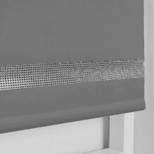 (Silver, 120 cm (48")) Child Safe Easy Fit Thermal Blackout Dim Out Diamond Diamante Trim Roller Blinds