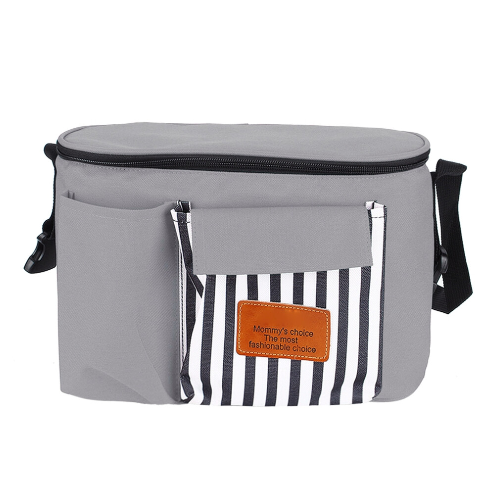 Baby Stroller Waterproof Hanging Bag Oxford Cloth Diaper Bag (Gray)