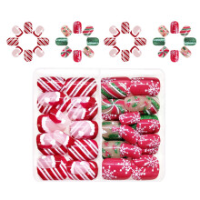 Christmas Press On Nails Full Cover Stick on Nails Glittering