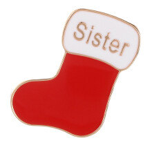 Family Brooch Lapel Pin Christmas Sock New Year Parties-sister