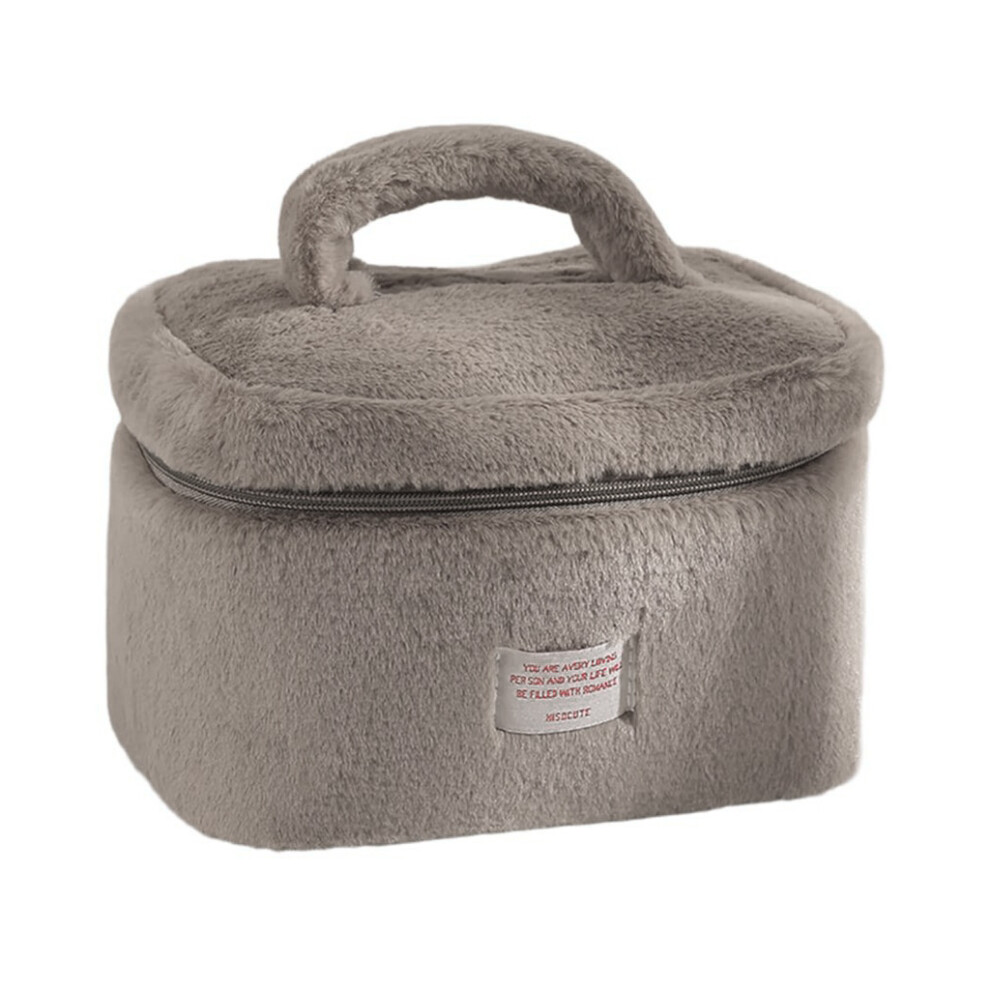 Soft Plush Materials Makeup Storage Bag With Spacious-brown