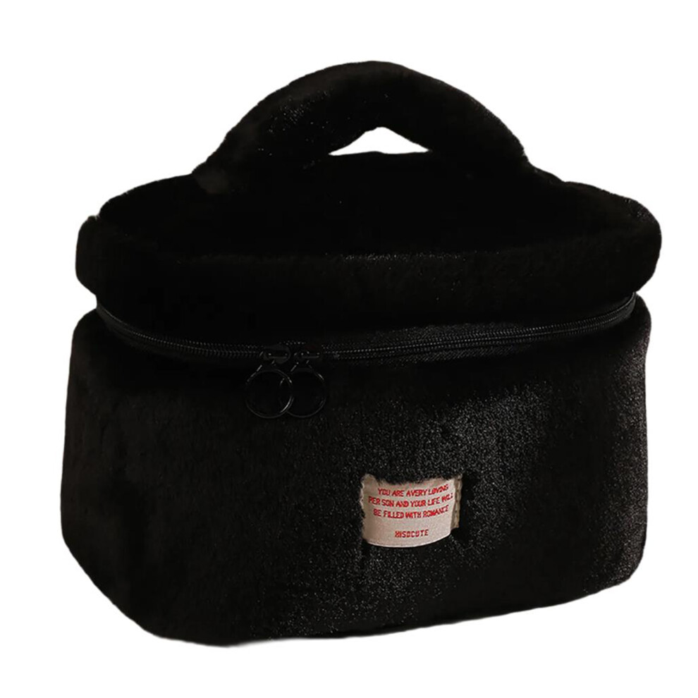 Black Soft Plush Makeup Pouches Portable For Beauty Lovers And