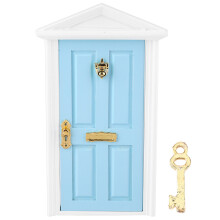 Wooden Miniature Dollhouse Door (Blue)