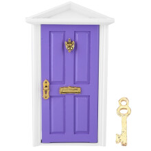 Miniature Wooden Dollhouse Door (Purple)