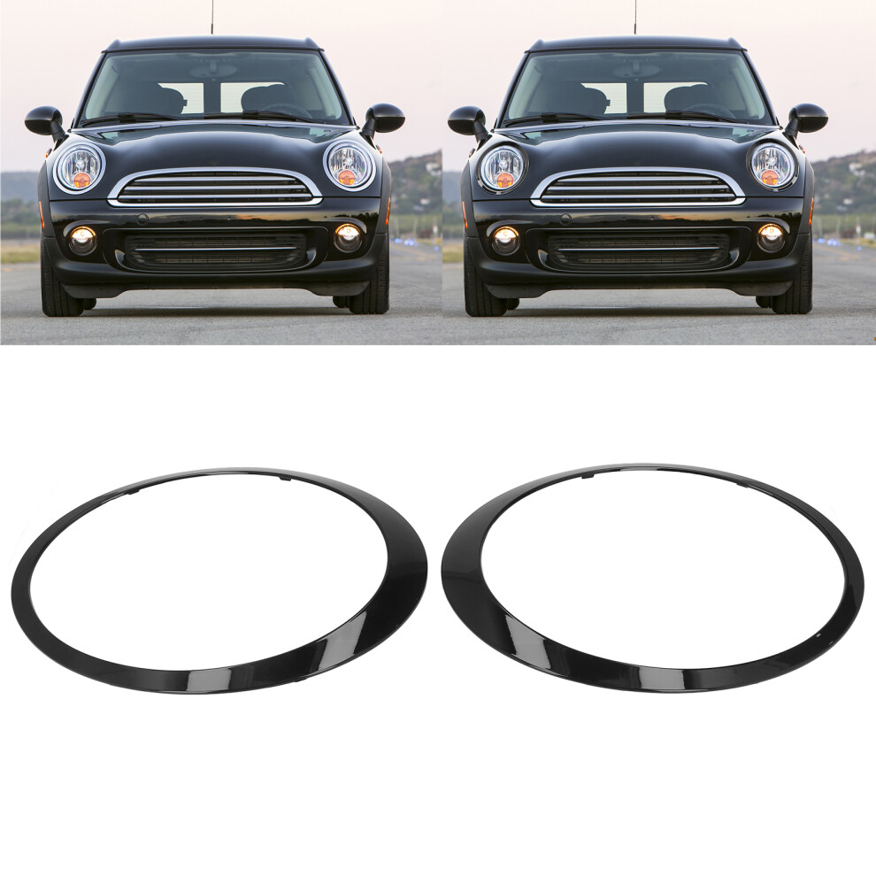 R55 R56 R57 2008Â2015 Headlight Trim Glossy Replacement Black 9471357234935