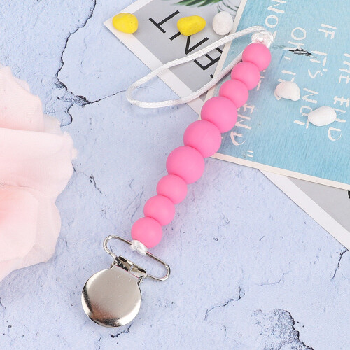 Portable Baby Pacifier Chain Holder Rose Red 2