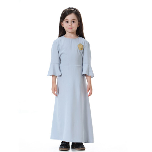 TH615 Mädchen Langarm-Rockkleid Grau 100cm