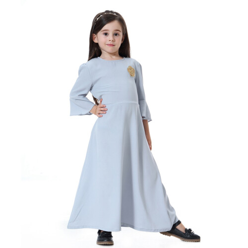 TH615 Mädchen Langarm-Rockkleid Grau 100cm 2