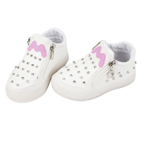 Kinder LED-Leder-Schuhe mit Kristallweiß 21 1