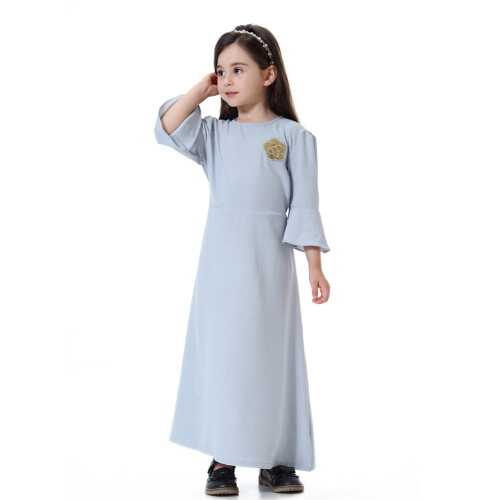 TH615 Mädchen Langarm-Rockkleid Grau 100cm 1