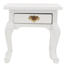 1/12 Vintage White Bedside Table Doll House Furniture