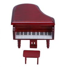 Mini Wooden Grand Piano w/ Stool Rose Wood