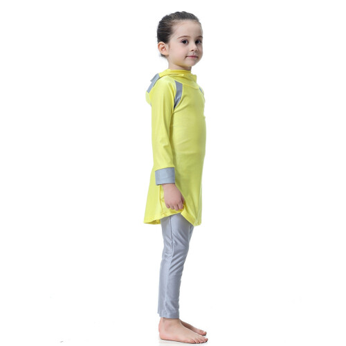 Muslimisches Mädchen Langarm-Badeanzug Set Gelb 100cm 1