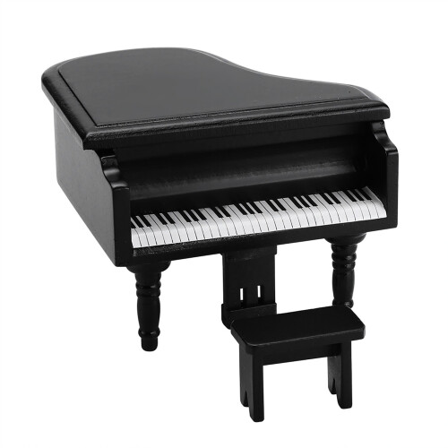 Mini Holzklavier mit Hocker 1:12 Puppenhaus 1