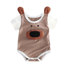 Unisex Baby Overall Kurzarm Sommer Braun Kalb 80