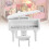 Mini Wooden Grand Piano w/ Stool White 1:12 2