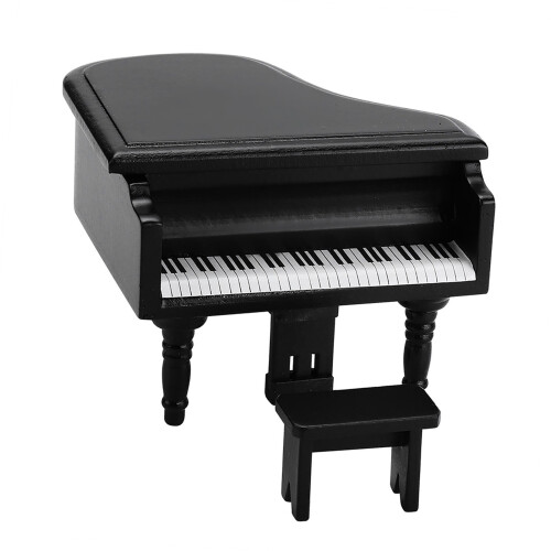 Mini Holzklavier mit Hocker 1:12 Puppenhaus 2