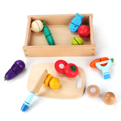 Holz-Kochspielzeugset für Kinder mit Obst & Gemüse