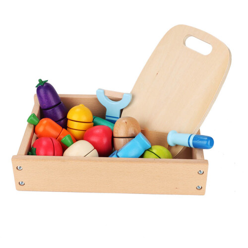 Holz-Kochspielzeugset für Kinder mit Obst & Gemüse 1
