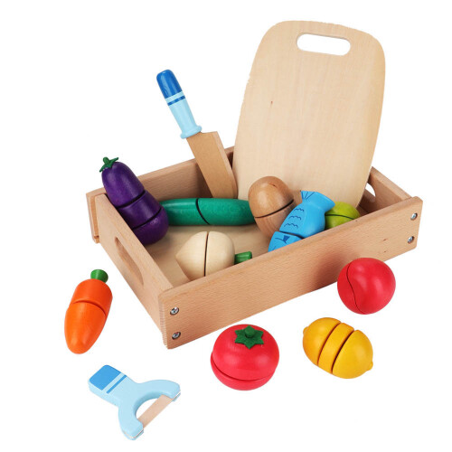 Holz-Kochspielzeugset für Kinder mit Obst & Gemüse 2